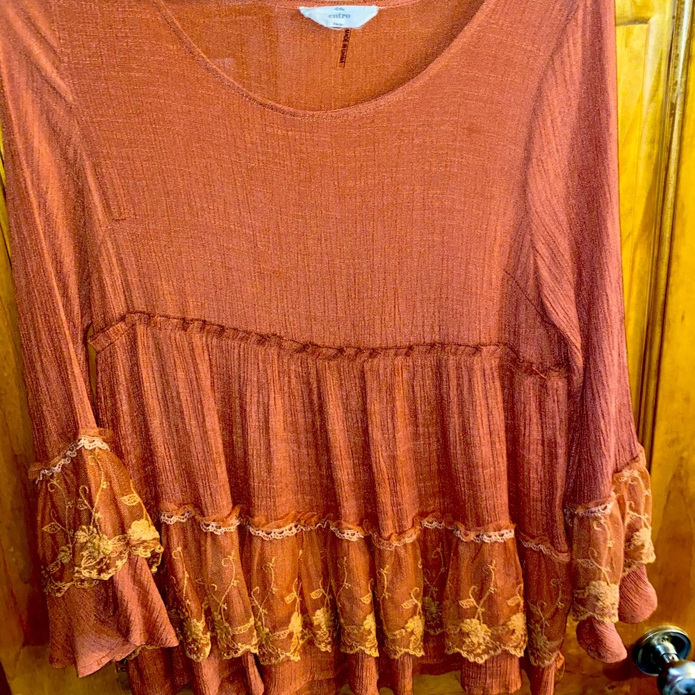 Boutique ruffle boho top M